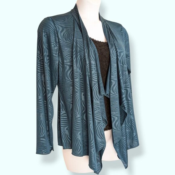 🍁V. Marallis Collection Turquoise Swirly Front Tie Sweater - Picture 3 of 9